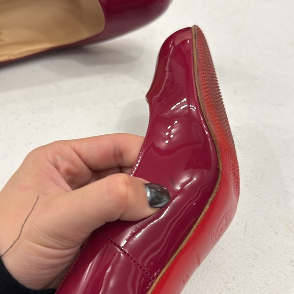 Christian Louboutin Cranberry Patent Leather Pumps - Picture 7 of 8